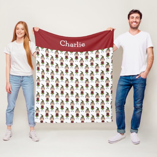 子供かわいい赤い白クリスマスの名前を追加 フリースブランケット (インサイチュ)