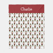 子供かわいい赤い白クリスマスの名前を追加 フリースブランケット (正面)