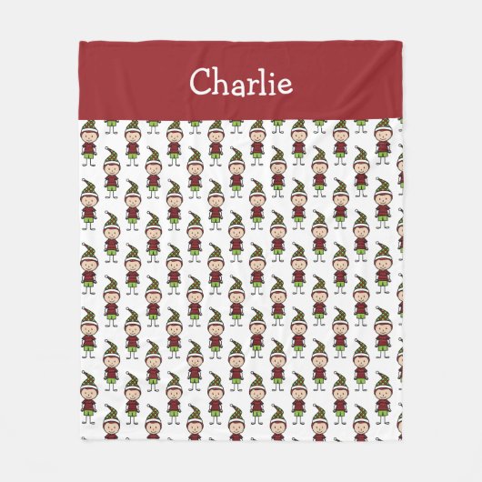 子供かわいい赤い白クリスマスの名前を追加 フリースブランケット (正面)