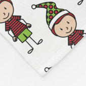 子供かわいい赤い白クリスマスの名前を追加 フリースブランケット (角)