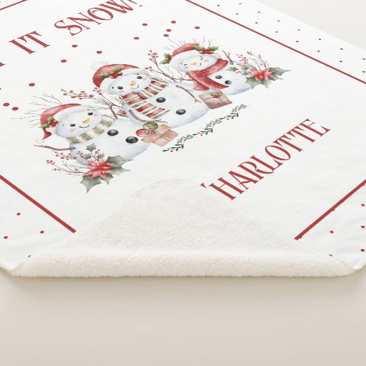 子供かわいい雪だるま雪に名前を付けて シェルパブランケット (3/4)
