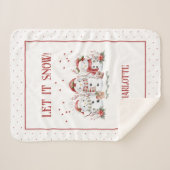 子供かわいい雪だるま雪に名前を付けて シェルパブランケット (正面(横))