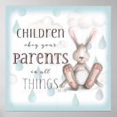 子供があなたの両親に従う – Col 3:20 Blue ポスター (正面)