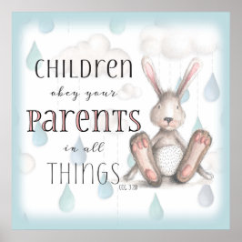 子供があなたの両親に従う – Col 3:20 Blue ポスター