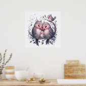 子供がいる水色の鳥の家族#5 ポスター (キッチン)