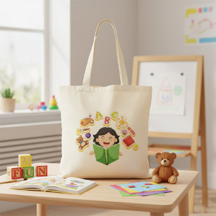 子供がおもちゃやアルファベットを読み学習 トートバッグ