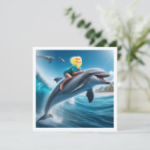 子供がイルカに乗って、私の顔を押し付けた カード (スタンド正面)