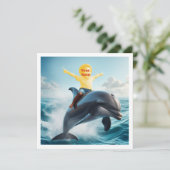子供がイルカに乗って、私の顔を押し付けている カード (スタンド正面)