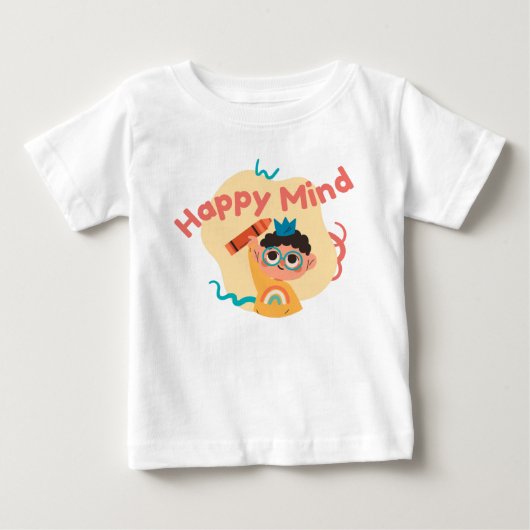 子供がクレヨンで遊ぶ ベビーTシャツ (正面)