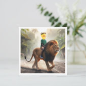 子供がライオンに乗って、あなたの顔をカードに載せて カード (スタンド正面)