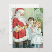 子供が付いているサンタ シーズンポストカード (正面/裏面)