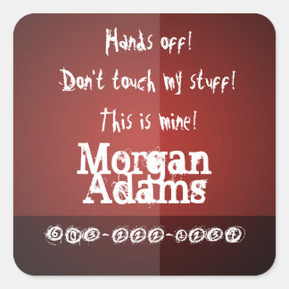 子供が手を離す！ラベル – 赤モダンブルゴーニュカスタムー スクエアシール