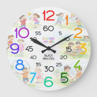 子供が時間を学ぶ教室ウォールクロック ラージ壁時計