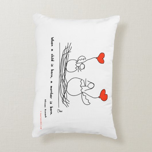 "子供が生まれるとき、母は生まれます"。 枕 アクセントクッション (裏面(縦))