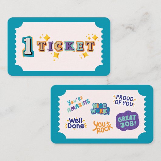 子供が良い行動のためにチケットに報酬を与える 名刺 (正面/裏面)