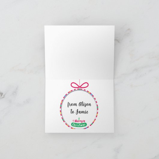 子供が送るクリスマスカード。名前を編集できます サンキューカード (内部)