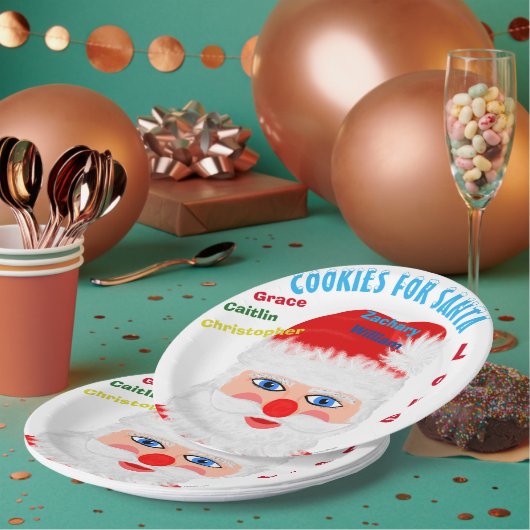 子供がSantaのCookieに名前を付ける ペーパープレート (複数)