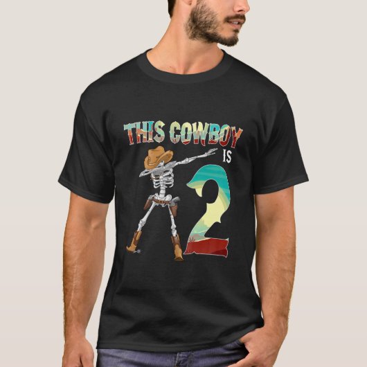 子供このカウボーイは2ダビングスケルトン2番目の誕生日である Tシャツ (正面)