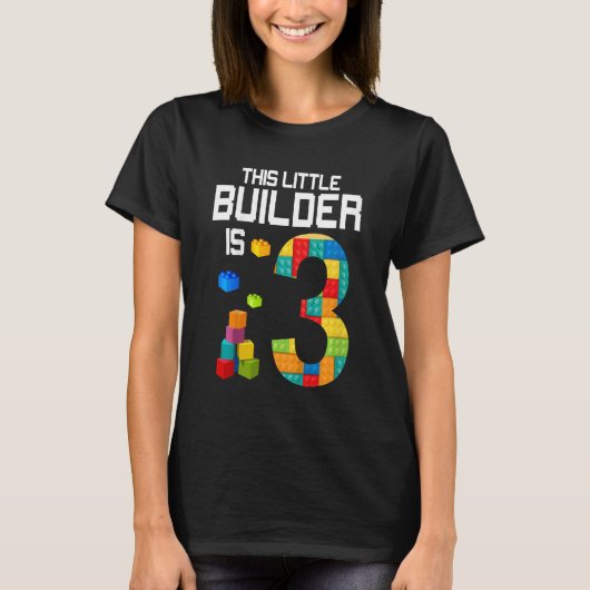 子供この小さなビルダーは3建物ブロックBirt Tシャツ (正面)