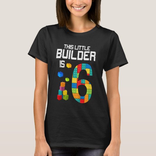 子供この小さなビルダーは6つの建物ブロックBirt Tシャツ (正面)