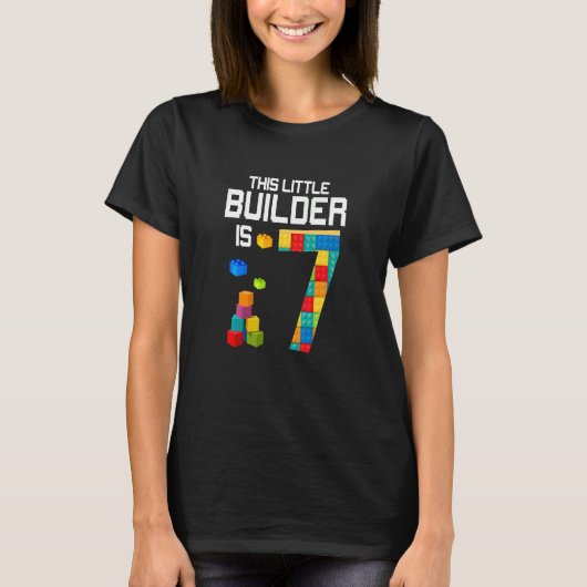 子供この小さなビルダーは7建物ブロックbirt tシャツ (正面)