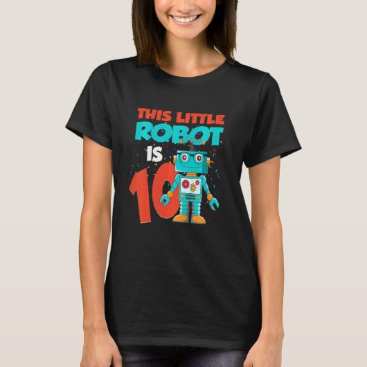 子供この小さなロボットは10歳かわいい10位 Tシャツ (正面)