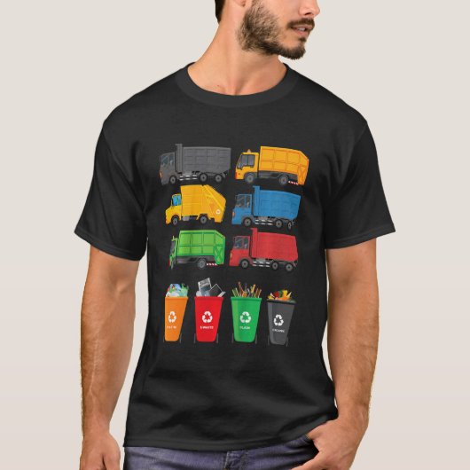 子供ごみトラックのリサイクル日ごみ廃棄隔壁 Tシャツ (正面)