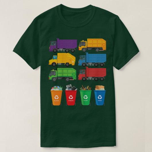 子供ごみトラックのリサイクル日ごみ廃棄隔壁 Tシャツ (デザイン正面)