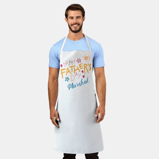 子供たちからの父親の日贈り物 エプロン (着用した状態)