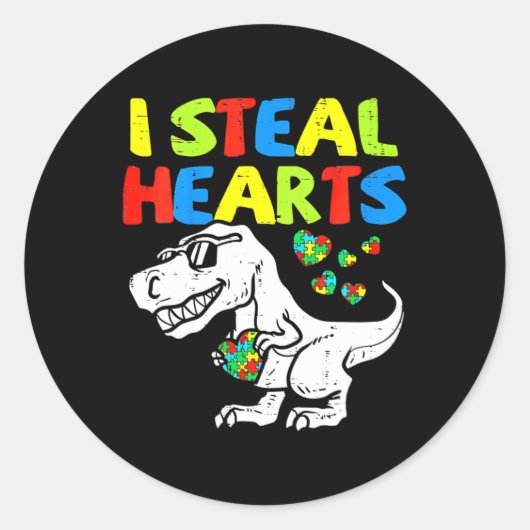 子供たちがハートトレックス恐竜を盗む ラウンドシール (正面)