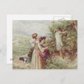 子供たちがブラックベリーを摘む, 19世紀 ポストカード (正面/裏面)