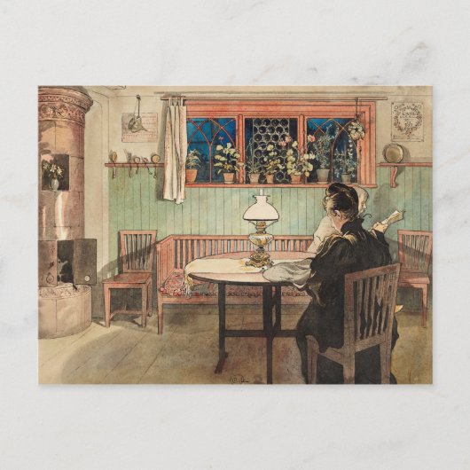 子供たちがラーソンによってベッドに行った時 ポストカード (正面)