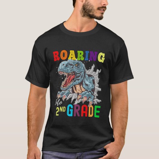 子供たちが二年生の恐竜に轟音を上げるかわいいレックスバック Tシャツ (正面)