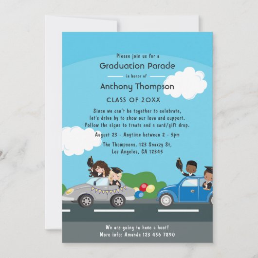 子供たちが卒業パーティーで運転する 招待状 (正面)