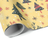 子供たちが可愛いクリスマスツリーを黄色く描く ラッピングペーパー (ロールコーナー)