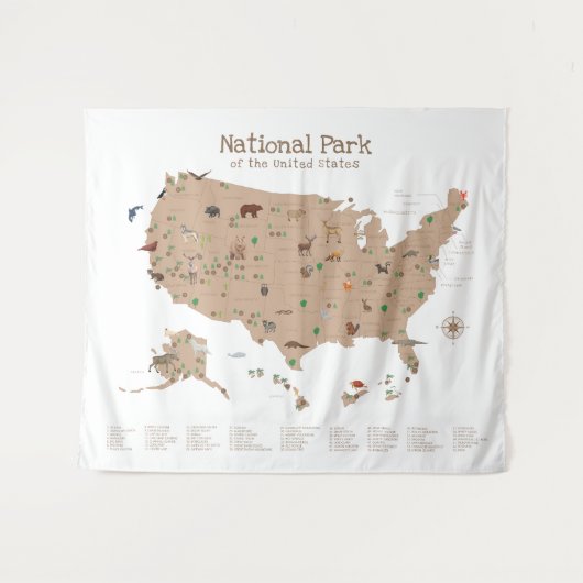 子供たちが国立公園を探索ウッドランド子供部屋 タペストリー (正面(横))