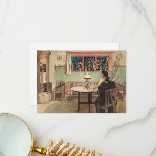 『子供たちが寝た後』 カール・ラーソン サンキューカード (正面/裏面インサイチュ)