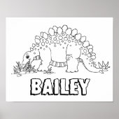 子供たちが恐竜のステゴサウルス名前をカスタムするでそれを着色 ポスター (正面)