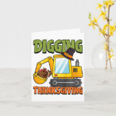 子供たちが感謝祭の日カッコいい掘削機のトルコ カード (黄色い花)