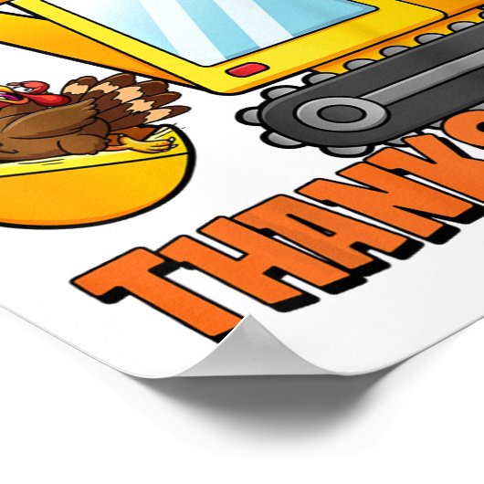 子供たちが感謝祭の日カッコいい掘削機のトルコ ポスター (角)