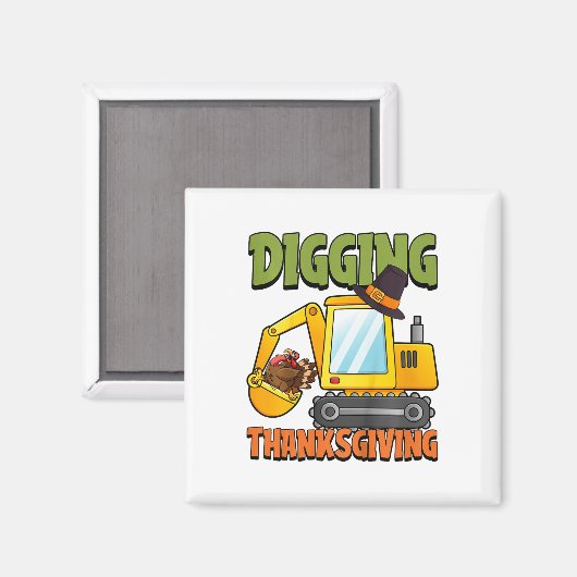 子供たちが感謝祭の日カッコいい掘削機のトルコ マグネット (正面/裏面)
