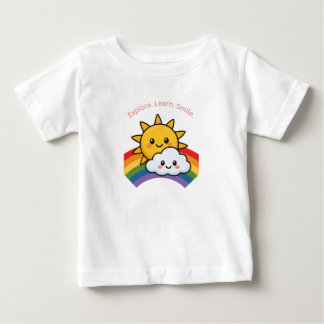 子供たちが探検する。学ぶ。笑顔のTシャツ ベビーTシャツ