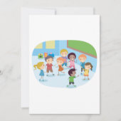 子供たちが教室で遊んでいる 招待状 (正面)