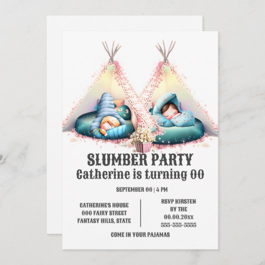 子供たちが眠るティーペ睡眠の眠り眠り 招待状 (正面/裏面)