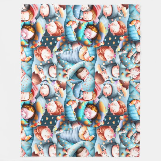 子供たちが眠る眠る眠る眠るパジャマパーティーおもしろい フリースブランケット (正面)