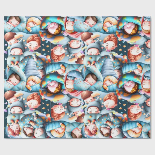 子供たちが眠る眠る眠る眠るパジャマパーティーおもしろい ラッピングペーパー (フラット)