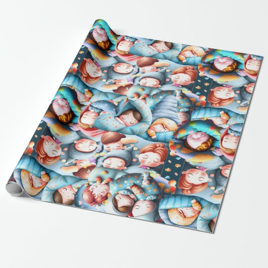 子供たちが眠る眠る眠る眠るパジャマパーティーおもしろい ラッピングペーパー (アンロールド)