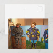子供たちが軍服の切り抜きでポーズをとる ポストカード (正面/裏面)