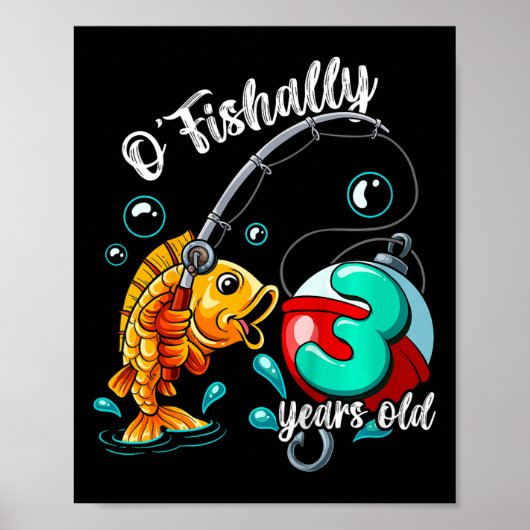 子供たちが釣り好きになって3歳の誕生日を迎える 3歳の誕生日 ポスター (正面)