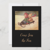 子供たちが雪の上をスレッジで滑る 招待状 (正面)